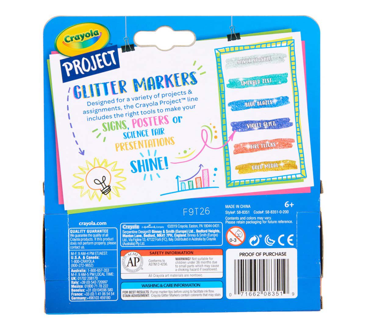Glitter Markers, 6 Count Art Supplies | Crayola